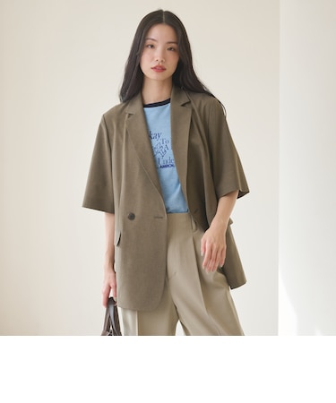 ハーフスリーブ ジャケット 吸水速乾 防シワ