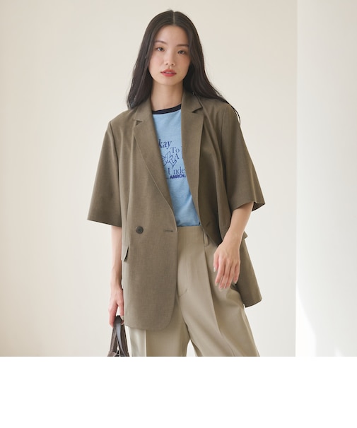 ハーフスリーブ ジャケット 吸水速乾 防シワ