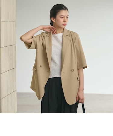 ハーフスリーブ ジャケット 吸水速乾 防シワ