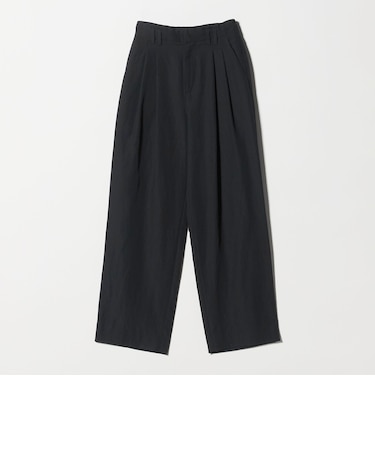 麻ブレンド バックゴム タック ワイドパンツ