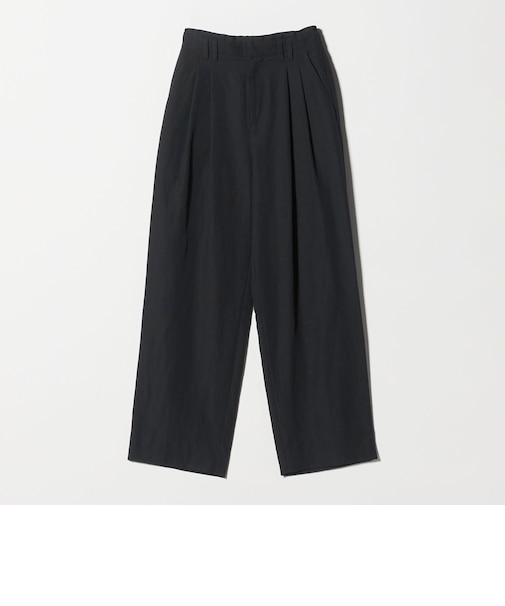麻ブレンド バックゴム タック ワイドパンツ