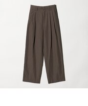 麻ブレンド バックゴム タック ワイドパンツ