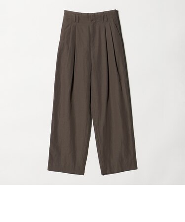 麻ブレンド バックゴム タック ワイドパンツ