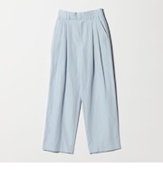 麻ブレンド バックゴム タック ワイドパンツ