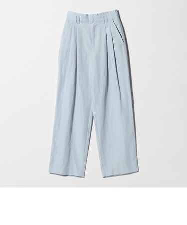 麻ブレンド バックゴム タック ワイドパンツ