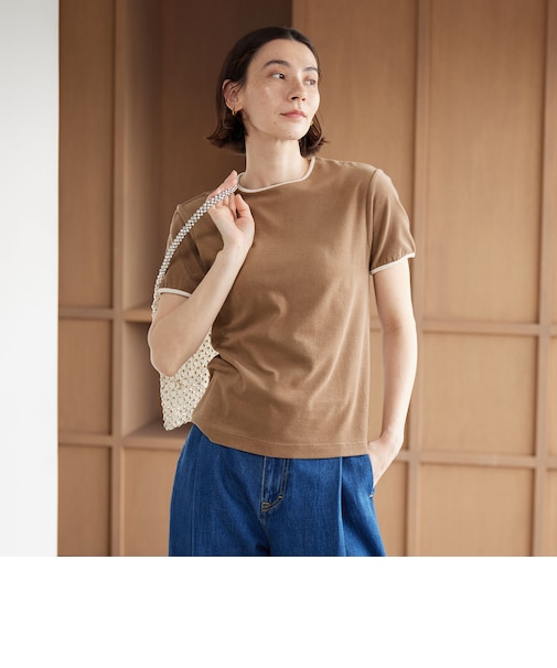 シアー パイル リンガーTシャツ
