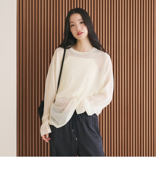 レーヨンナイロン ライン シアーニット プルオーバー ウォッシャブル