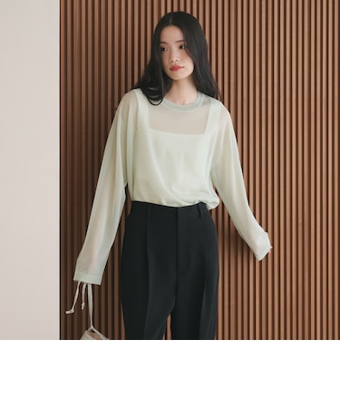 レーヨンナイロン ライン シアーニット プルオーバー ウォッシャブル