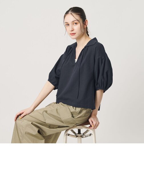 コットン麻 スキッパー チュニック ウォッシャブル