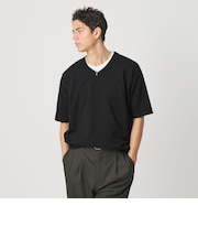 KNITEE クリンプコットン Vネック ニット Tシャツ ウォッシャブル