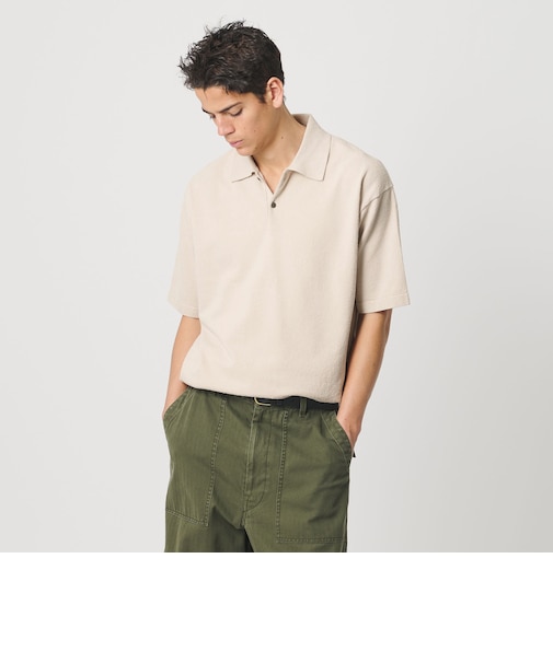 KNITEE クリンプコットン ニット ポロシャツ ウォッシャブル