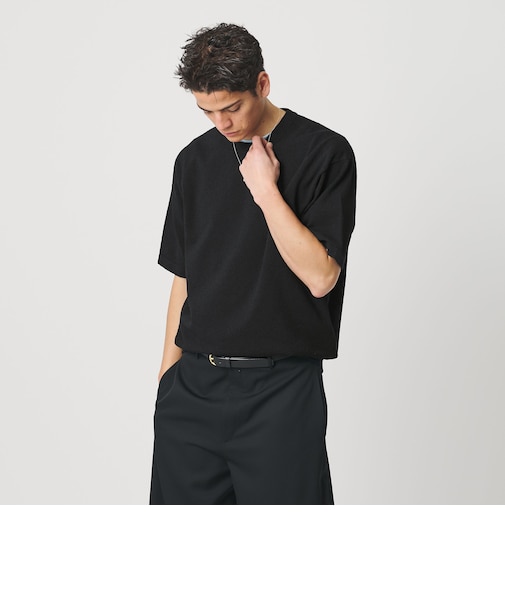 KNITEE クリンプコットン クルーネック ニット Tシャツ ウォッシャブル