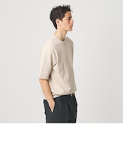 KNITEE クリンプコットン クルーネック ニット Tシャツ ウォッシャブル