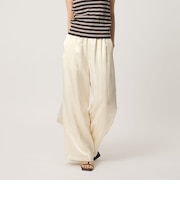 アセテートサテン ワイド イージーパンツ ウォッシャブル/オフホワイト