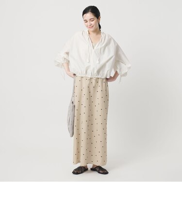 麻ブレンド ドット キャミワンピース