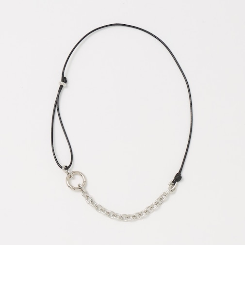 コード×メタルチェーン コンビ チョーカー ネックレス