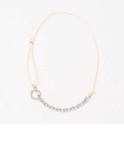 コード×メタルチェーン コンビ チョーカー ネックレス