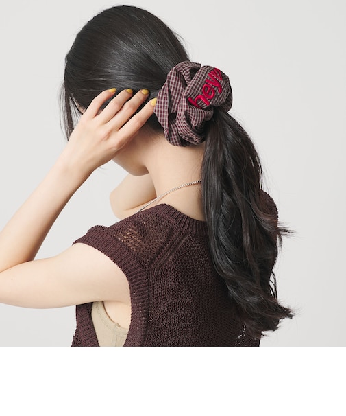 ＜heyep＞Pajama Check ロゴ シュシュ