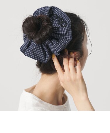 ＜heyep＞Pajama Check ロゴ シュシュ