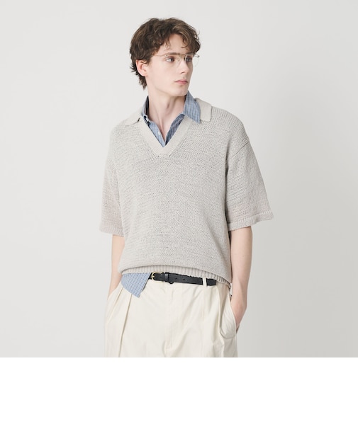 テープヤーン スキッパー ショートスリーブ ニット ウォッシャブル