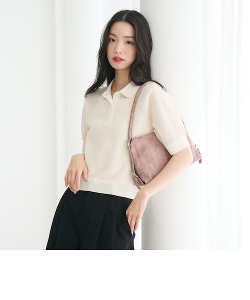 BEAUTY＆YOUTH メッシュ ポロニット ―ウォッシャブル― ブラック BEAUTY&YOUTH UNITED ARROWS - 【BLACK】【FREE】メッシュ ポロニット