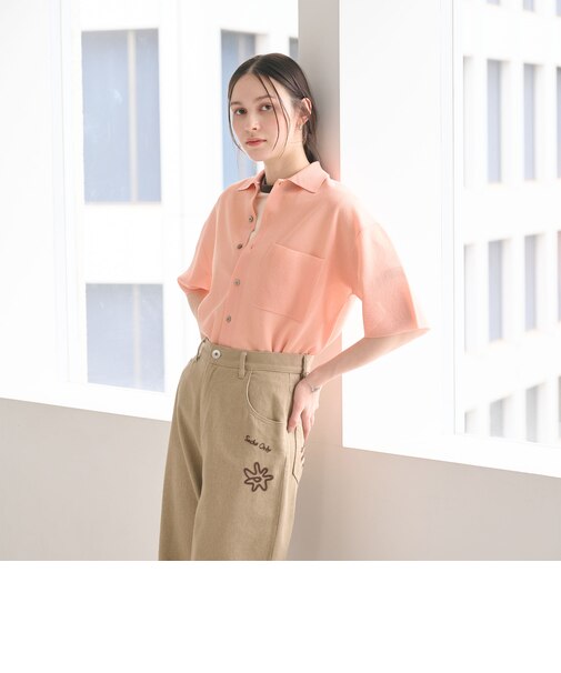 ミラノリブ ショートスリーブ シャツカーディガン ウォッシャブル