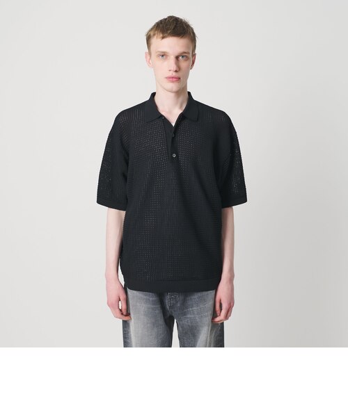 tetsu　secondlayer ニットポロシャツ セール】ウォッシャブル半袖スキッパーサマーニットポロシャツ