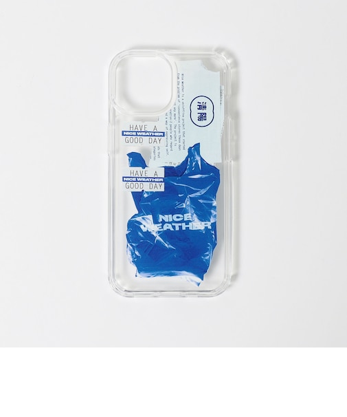 ＜NICE WEATHER＞SHOPPING BAG PHONE CASE 2 /Blue/iPhone 15