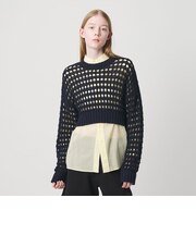 ＜NICE WEATHER＞メッシュ プルオーバーニット