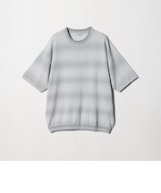 シアー オンブレ ボーダー クルーネック Tシャツ ウォッシャブル