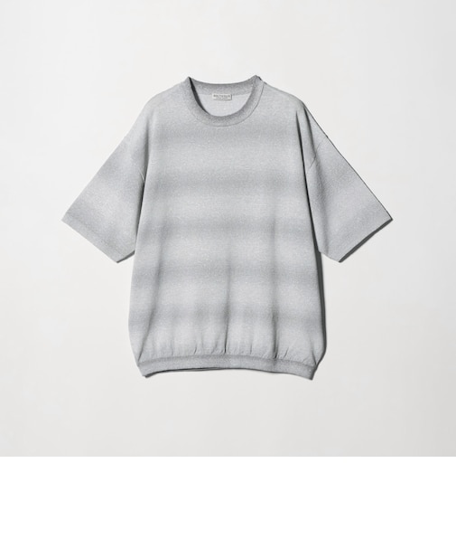 シアー オンブレ ボーダー クルーネック Tシャツ ウォッシャブル