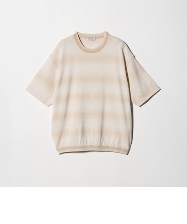 シアー オンブレ ボーダー クルーネック Tシャツ ウォッシャブル