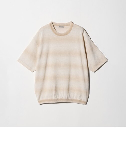 シアー オンブレ ボーダー クルーネック Tシャツ ウォッシャブル