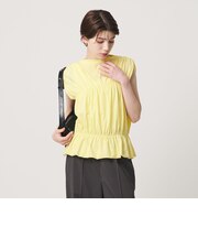 【WEB限定 Wardrobe DAILY MINIMAL】シャーリング ノースリーブトップス