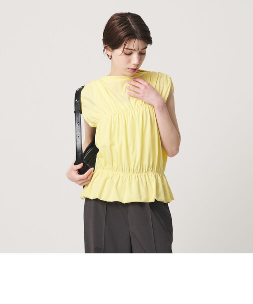 【WEB限定 Wardrobe DAILY MINIMAL】シャーリング ノースリーブトップス