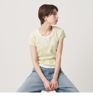 ヘンリーネック レイヤード Tシャツ