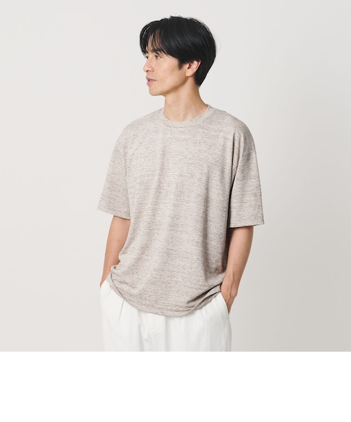 リネン テクスチャード クルーネック Tシャツ
