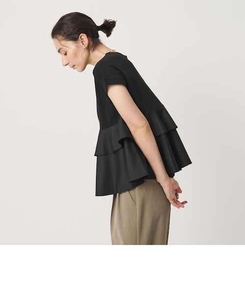 美品♡近年♡ユナイテッドアローズ ペプラムショートブルゾン ジップアップ 紺 WEB限定】ペプラム ショートスリーブプルオーバー｜ビューティー
