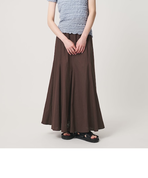 【WEB限定】麻ブレンド フレアロングスカート ウォッシャブル