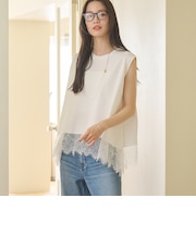 【WEB限定】レースコンビ ノースリーブカットソー
