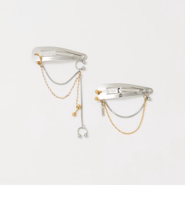 <heyep>ピアス チェーン ヘアクリップ/2P