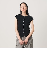 ポリエステルコットン 2WAY キャップスリーブ トップス