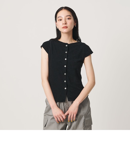 ポリエステルコットン 2WAY キャップスリーブ トップス