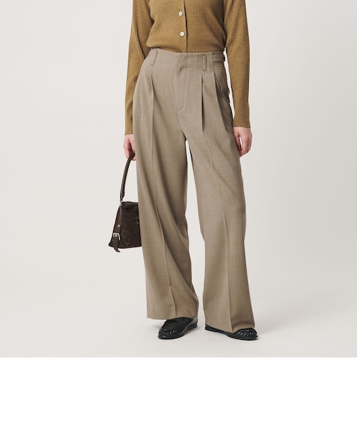 ポリエステルブレンド 2タック タブワイドパンツ ウォッシャブル 防シワ