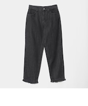 フリル テーパード デニムパンツ
