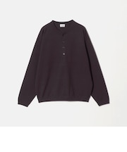 KNITEE フェザー コットン ヘンリーネック ニット Tシャツ ウォッシャブル