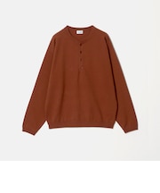KNITEE フェザー コットン ヘンリーネック ニット Tシャツ ウォッシャブル