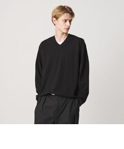 KNITEE フェザー コットン Vネック ニット Tシャツ ウォッシャブル