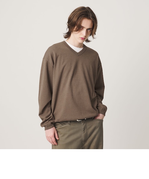 KNITEE フェザー コットン Vネック ニット Tシャツ ウォッシャブル