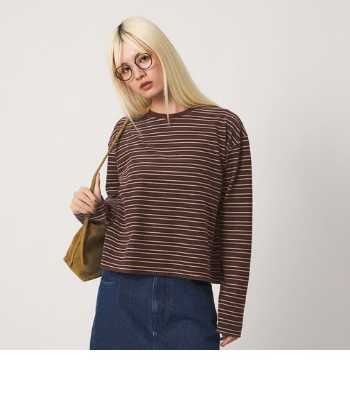 ベロアボーダー ロングスリーブ Tシャツ
